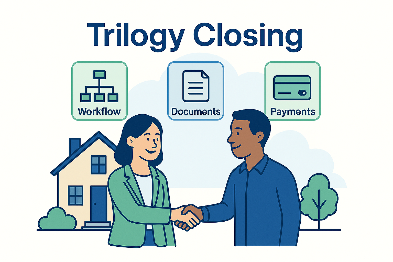 Closing app screens showing transaction progress