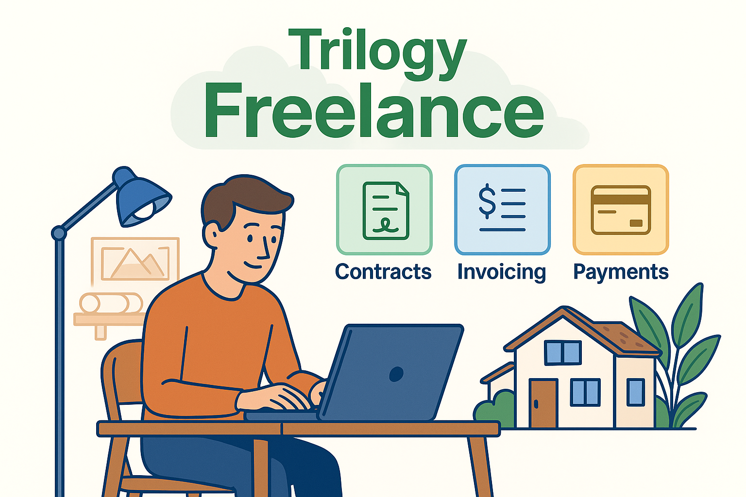 Freelance app screens showing proposal and invoice