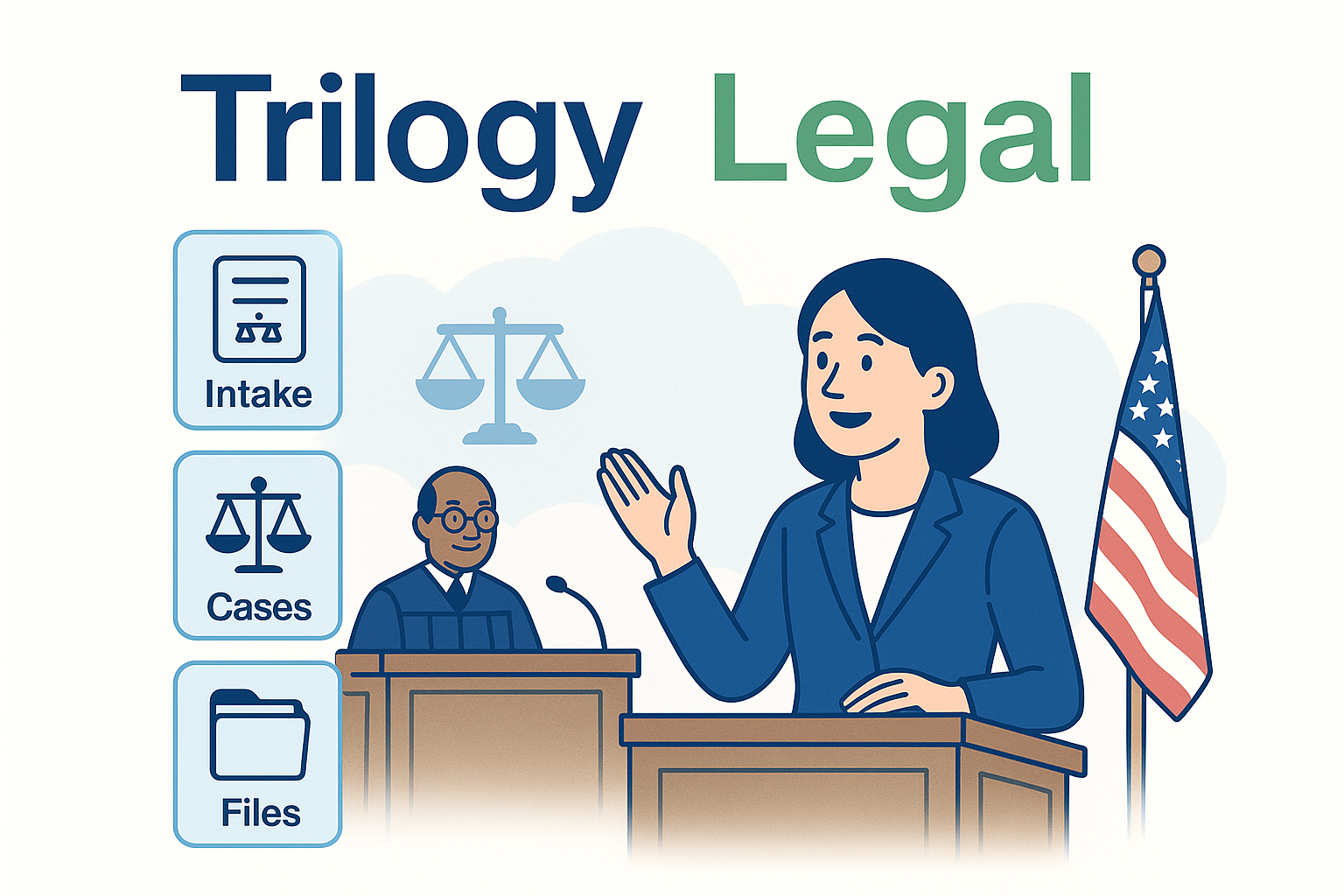 Legal app screens showing matters and billing